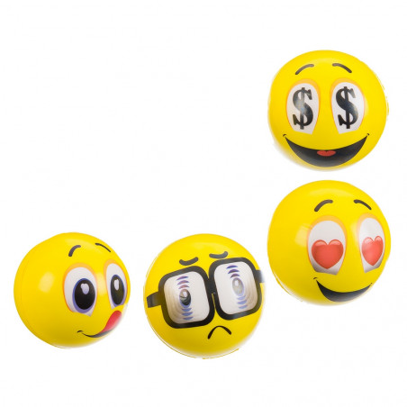 Palla in schiuma con design emoticon da 10 cm. per ragazzi e ragazze
