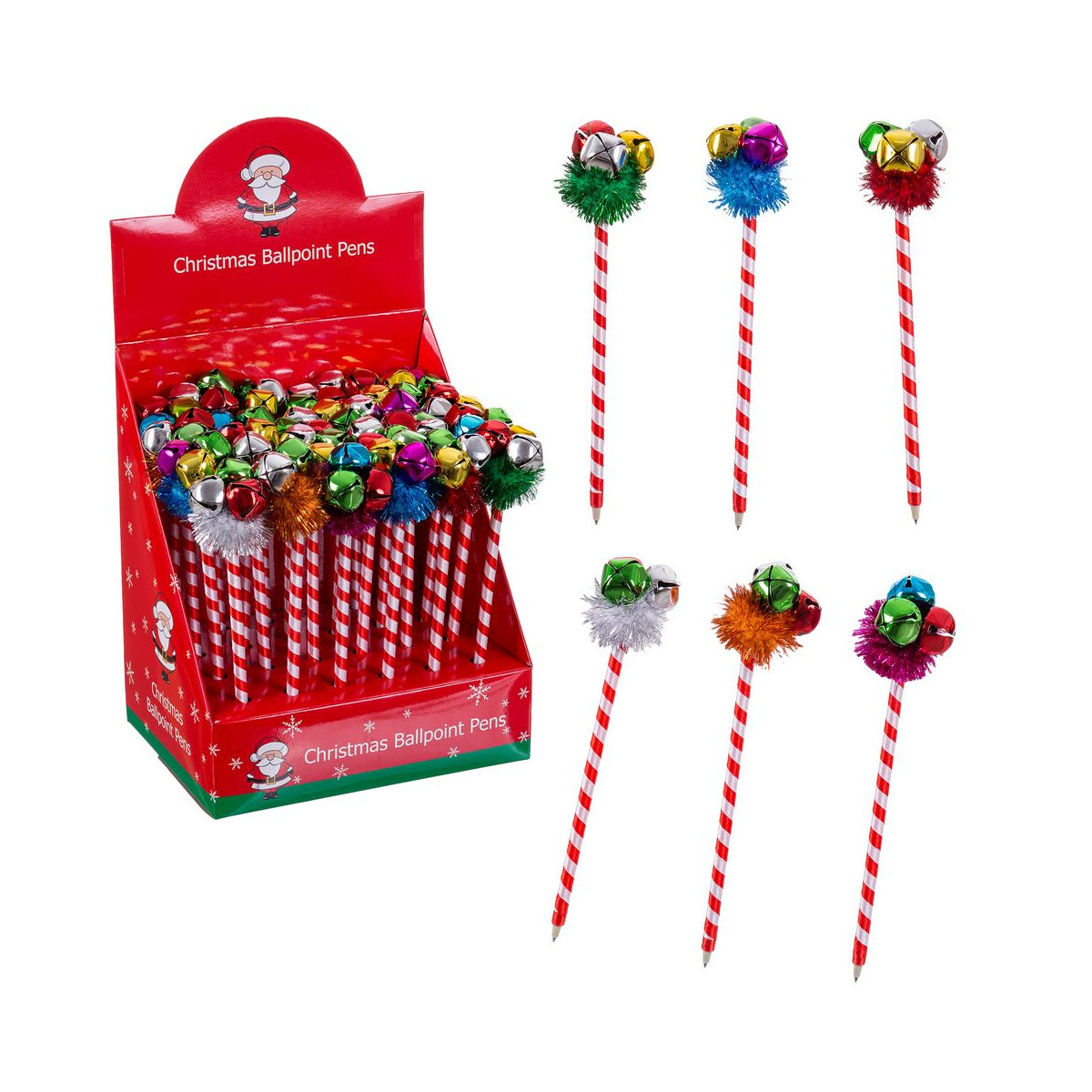 Penna natalizie con campanelli colorati
