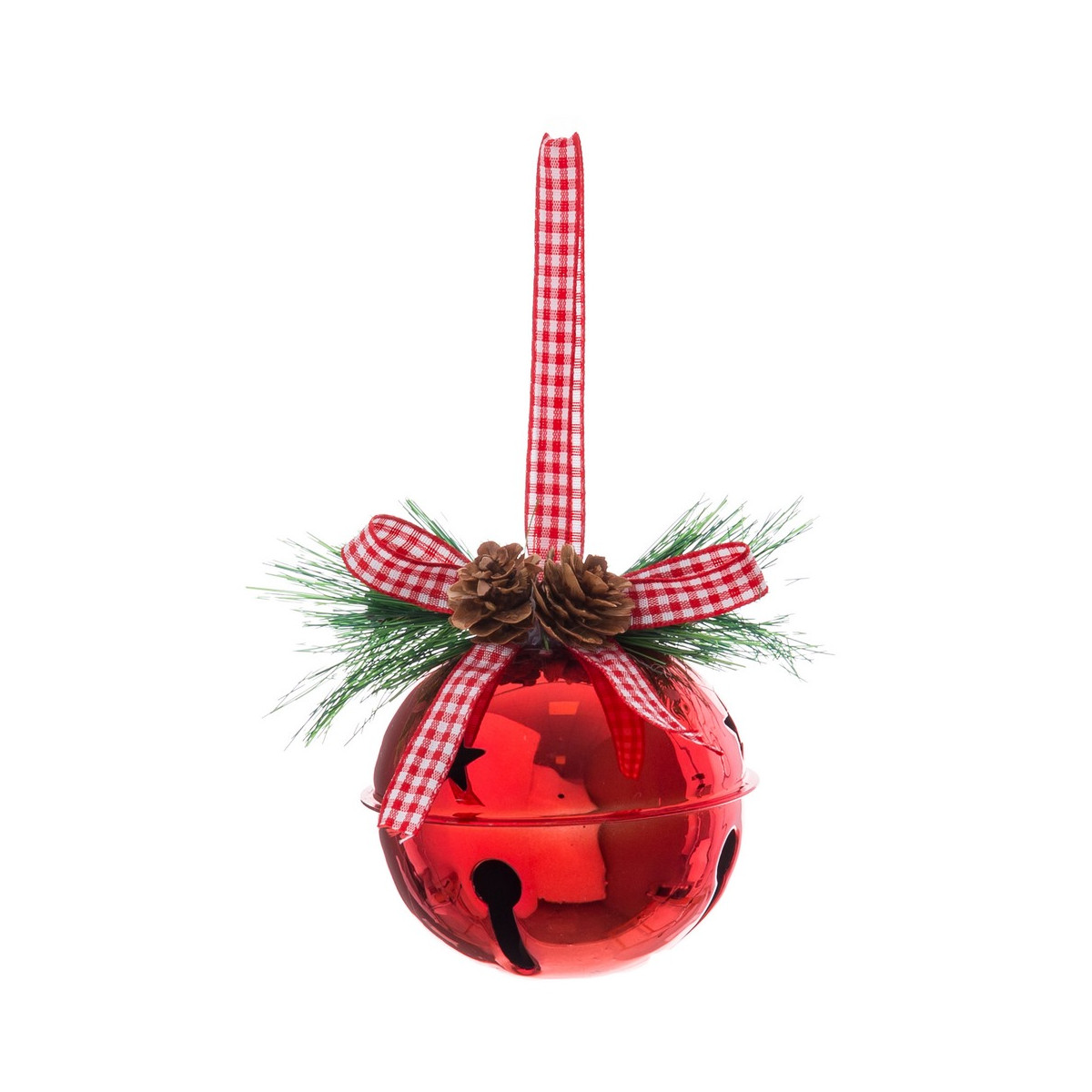 Decorazione di Natale per la porta a forma di campanella in metallo rosso