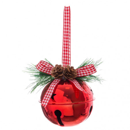 Decorazione di Natale per la porta a forma di campanella in metallo rosso