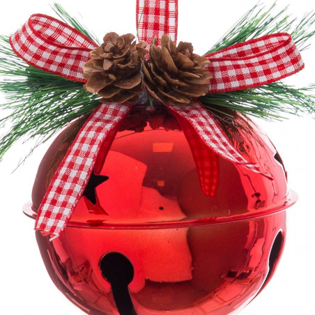 Decorazione di Natale per la porta a forma di campanella in metallo rosso