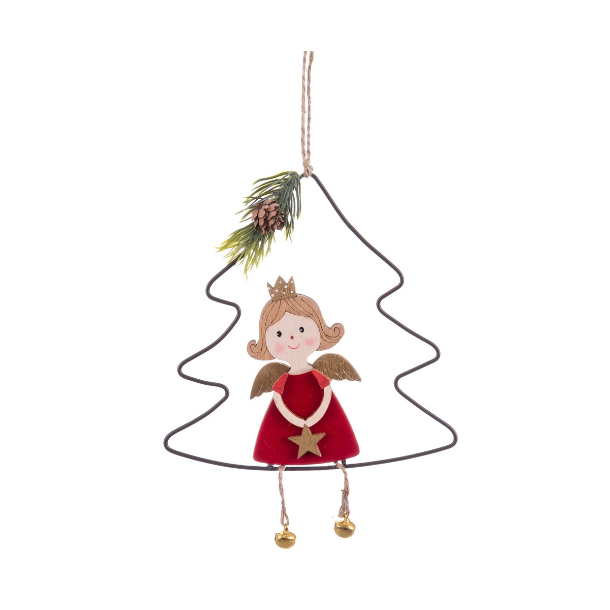 Pendente di Natale a forma di albero con un angelo