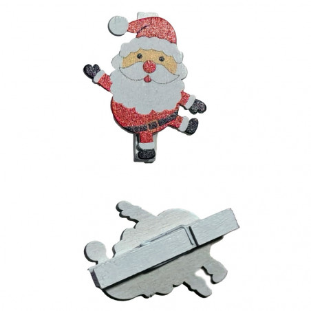 140 Mini Mollette Natalizie In Legno Con Spago Di Iuta – Forma Di Fiocco Di Neve, Babbo Natale E Alberello, Per Decorazioni Fai Da Te - 3