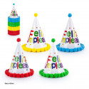Cappello di festa Felice Compleanno con pomponi 22cm