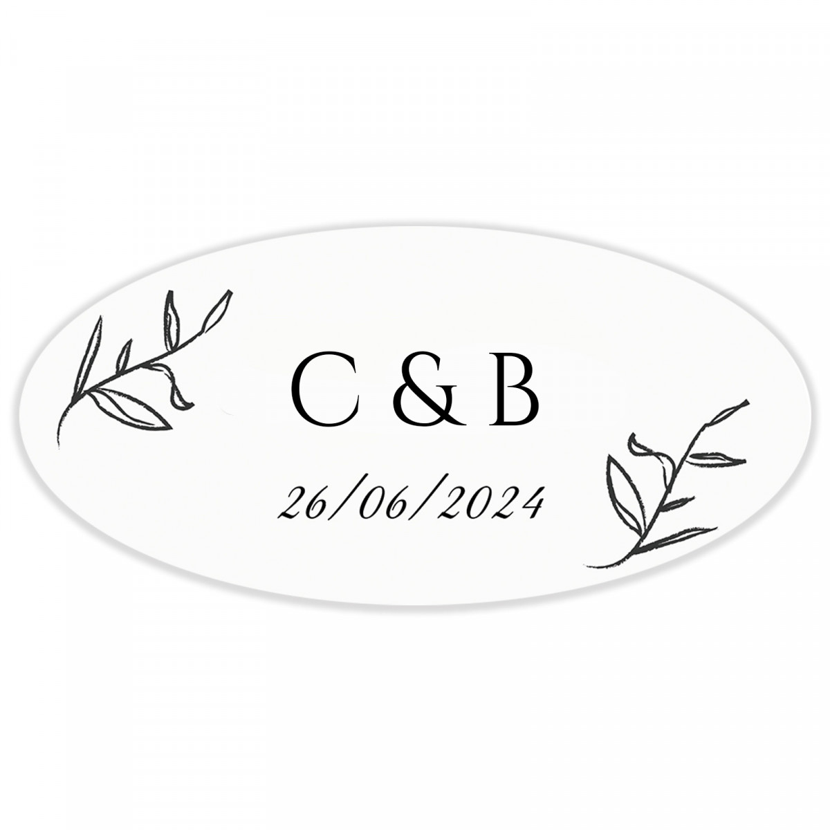 Adesivo personalizzato con iniziali 4,2 x 2,2 cm ovale