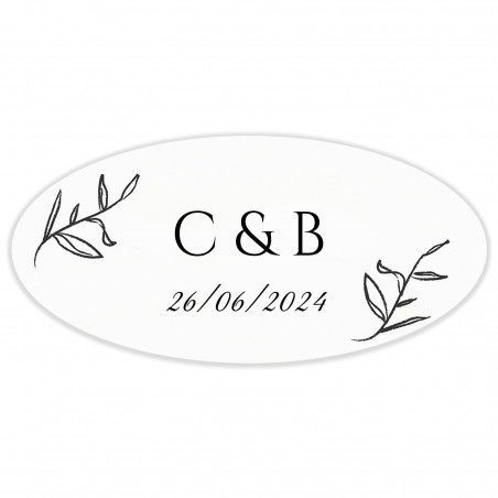 Adesivo iniziale personalizzato ovale 4,2 x 2,2 cm