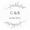 Adesivo personalizzato con iniziali rotonde 5 cm