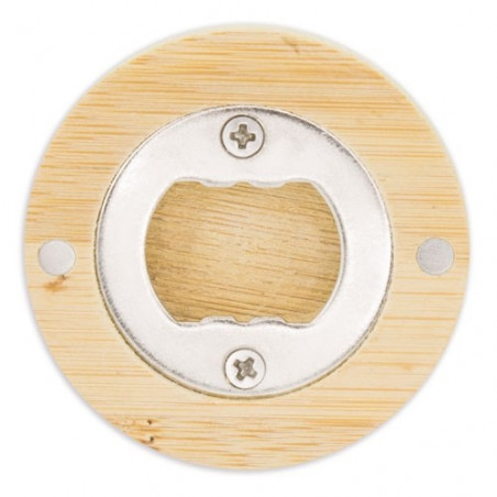 Apribottiglie in legno con adesivo personalizzato per i dettagli