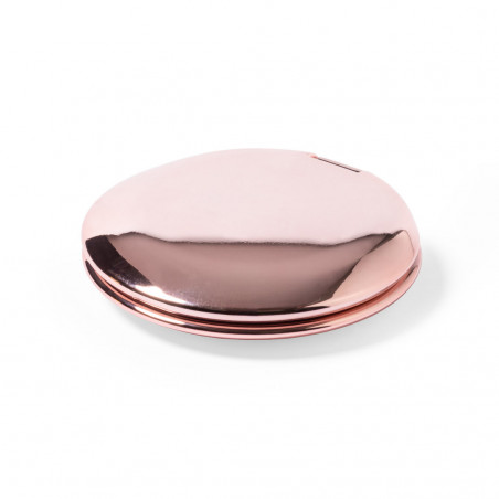 Specchio doppio in oro rosa con biglietto di promemoria in sacchetto di organza per i dettagli