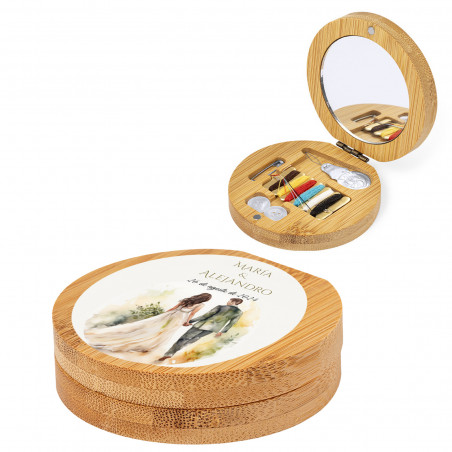 Kit da cucito tascabile in bambù con retro adesivo per sposi e spose per matrimoni
