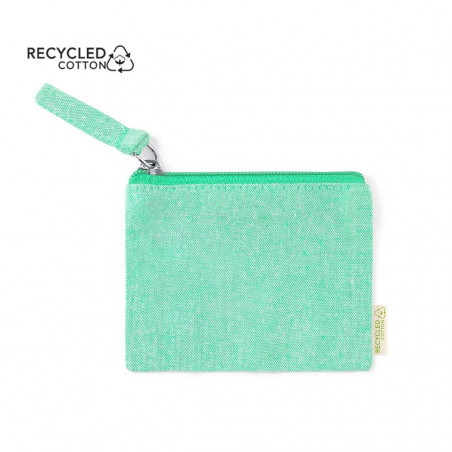 Portafoglio verde in cotone con etichetta e adesivo personalizzato per battesimi