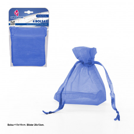Borse blu in poliestere 4 unità 135x105mm