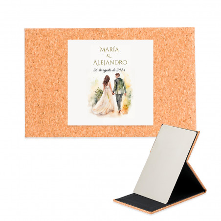 Specchio portatile con adesivo 5 x 5 cm personalizzato per i dettagli del matrimonio