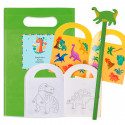 Libro da colorare sui dinosauri con adesivi e matita in una borsa regalo personalizzata