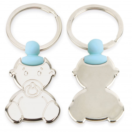 Portachiavi blu per bambini in una scatola personalizzata per i dettagli