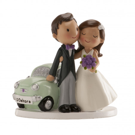Figura sposi auto per torta di matrimonio