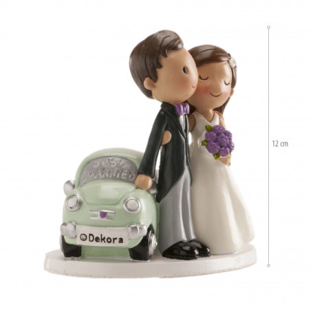 Figura sposi auto per torta di matrimonio