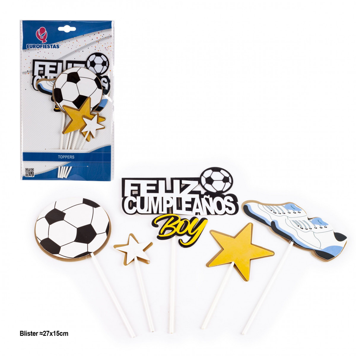 Topper per compleanno a tema calcio in confezione da 5 pezzi