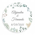 Adesivo personalizzato 5cm erboristico minimalista per matrimoni