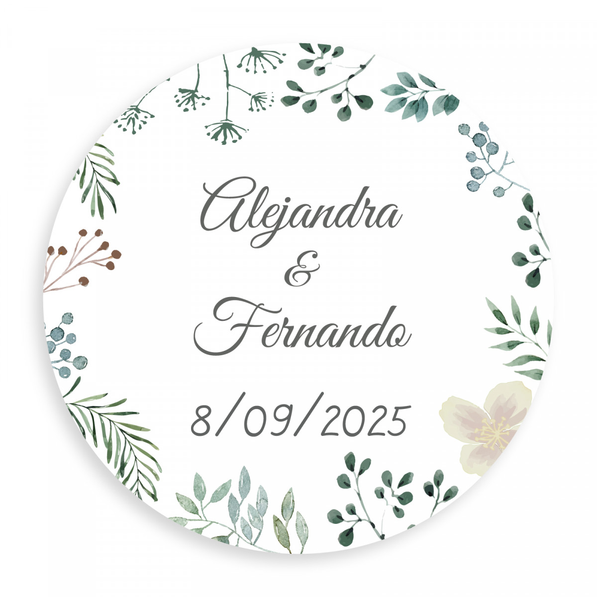 Adesivo personalizzato 5cm erboristico minimalista per matrimoni