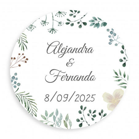 Adesivo personalizzato 5cm erboristico minimalista per matrimoni