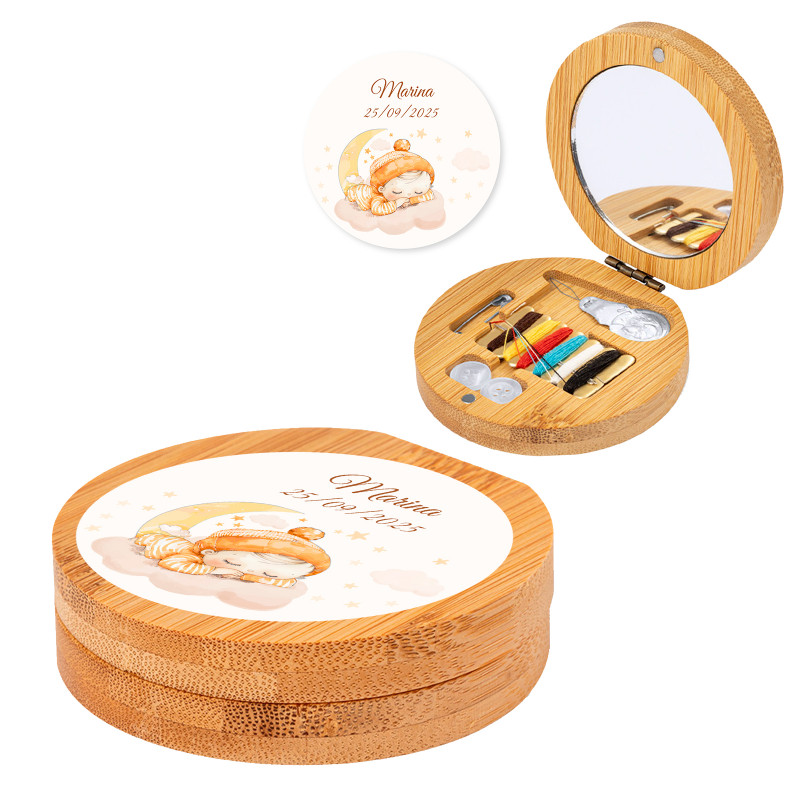 Kit da cucito con specchio personalizzato e adesivo per neonati per bomboniere battesimo