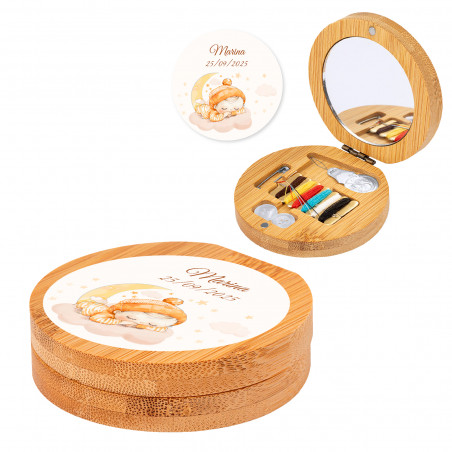 Kit da cucito con specchio personalizzato e adesivo per neonati per bomboniere battesimo
