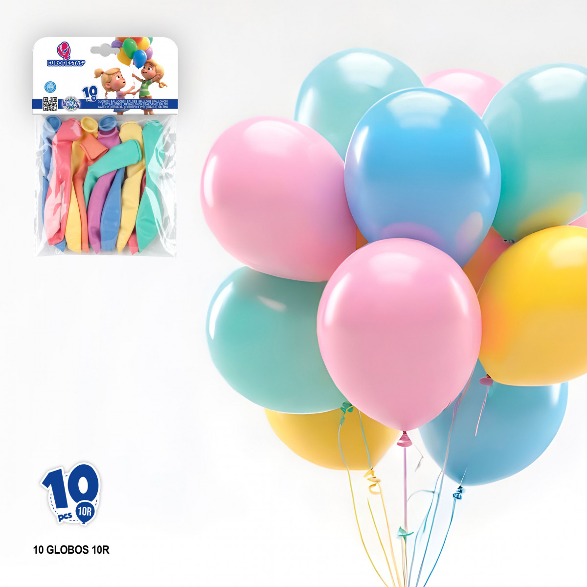 Palloncini in lattice assortiti di colori tenui in confezione da 10 unità