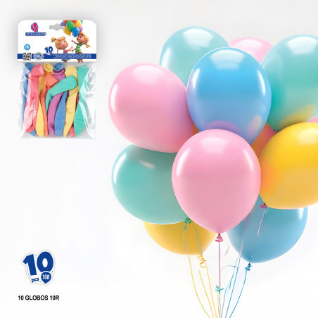 Palloncini in lattice assortiti di colori tenui in confezione da 10 unità