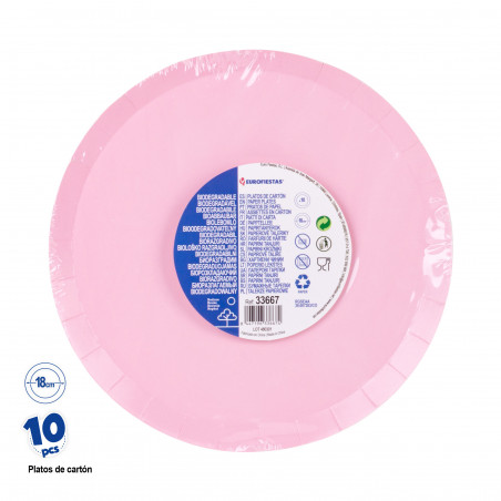 Piatti usa e getta rosa pastello da 18 cm in confezione da 10 unità