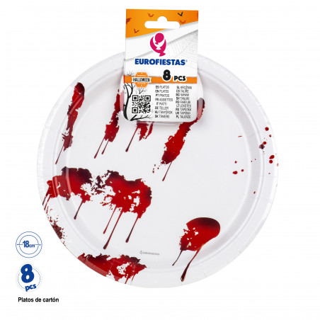 Piatto da dessert di cartone per Halloween di 18 cm in confezione da 8 unità