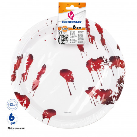 Piatti spaventosi per Halloween in confezione da 6 pezzi e 23 cm