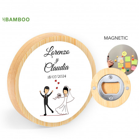 Apribottiglie magnetico personalizzato in legno per matrimoni