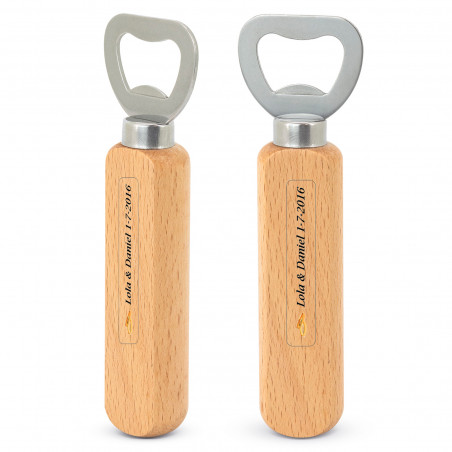 Apribottiglie in legno personalizzato per bomboniere di nozze