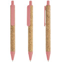 Penna rosa in paglia di grano in una custodia con un adesivo per il battesimo per i dettagli