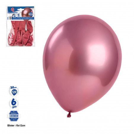 Globo cromato rosa in confezione da 6 unità