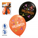Palloncini di lattice arancioni e neri per Halloween in confezione da 6 unità