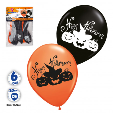 Palloncini in lattice per Halloween in confezione da 6 unità