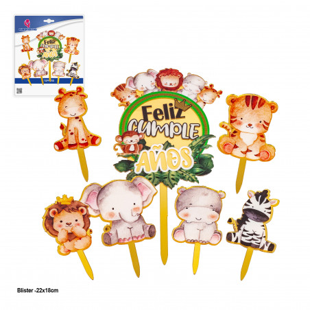 Topper per torte infantili in confezione da 7 pezzi