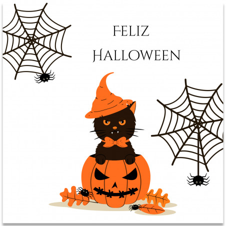 Adesivo quadrato Happy Halloween 5x5 cm
