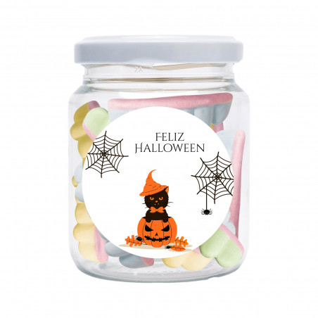 Barattolo di caramelle per dentiere di Halloween con adesivo personalizzabile