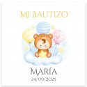 Adesivo quadrato 5x5cm con bambino su nuvola