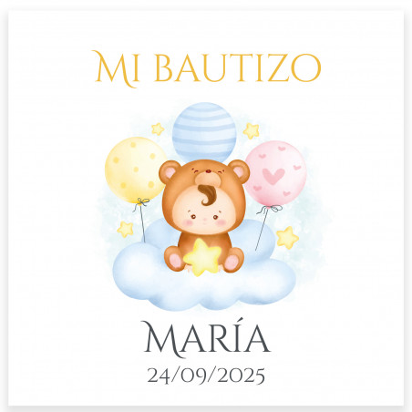 Adesivo quadrato 5x5cm con bambino su nuvola