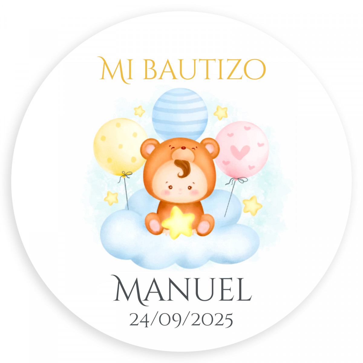 Adesivo personalizzato da 5 cm con bambino su nuvola