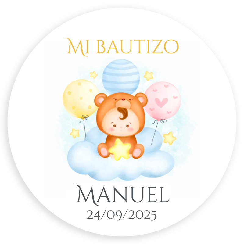 Adesivo personalizzato da 5 cm con bambino su nuvola