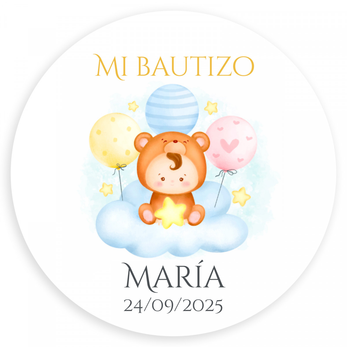 Adesivo personalizzabile da 3 cm con bambino su nuvola