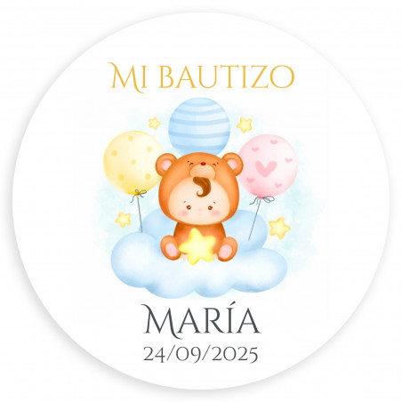 Adesivo personalizzabile da 3 cm con bambino su nuvola