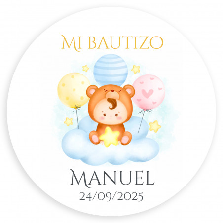 Adesivo personalizzabile da 3 cm con bambino su nuvola
