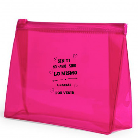 Necessaire personalizzato con adesivo di ringraziamento per dettagli