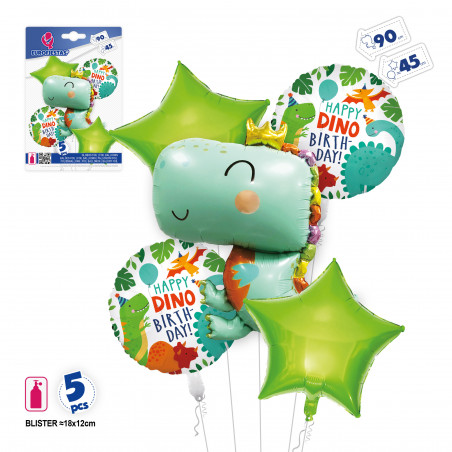 Palloncini di dinosauri per compleanni in confezione da 5 pezzi